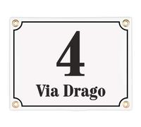 Numero Civico Esterno con Indirizzo - 15x20 cm - Targhe Personalizzate in ceramica - Bianca