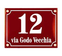 Numero Civico Esterno con Indirizzo - 15x20 cm - Targhe Personalizzate in ceramica - Rosso