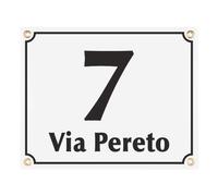 Numero Civico Esterno con Indirizzo - 20x25 cm - Targhe Personalizzate in ceramica - Bianca