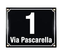 Numero Civico Esterno con Indirizzo - 20x25 cm - Targhe Personalizzate in ceramica - Nero