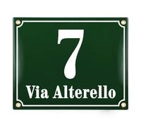 Numero Civico Esterno con Indirizzo - 20x25 cm - Targhe Personalizzate in ceramica - Verde