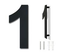 Numero civico esterno moderno acciaio inossidabile,altezza 178 mm, placcato nero (Numero 1 Uno)