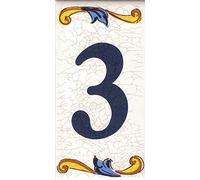 Numero Civico Esterno Moderno in Ceramica - Design 'Craquelé' - Nomi, Indirizzi e Segnaletica (Numero Tre '3')