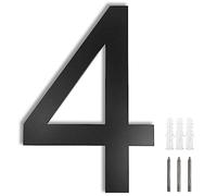 Numero Civico Esterno, numero civico acciaio inox, Antracite, RAL 7016 antiruggine resistente, 20 cm di altezza, Arial scritta, Aspetto Fluttuante, con Viti di Montaggio, Numero civico 4