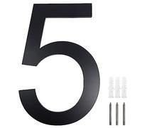 Numero Civico Esterno, numero civico acciaio inox, Antracite, RAL 7016 antiruggine resistente, 20 cm di altezza, Arial scritta, Aspetto Fluttuante, con Viti di Montaggio, Numero civico 5