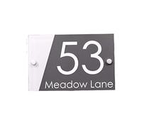 Numero Civico Esterno Personalizza Casa moderna Indirizzo Placca Plaque Numero dei segni Nome Piatti effetto vetro acrilico(Type 2,10cm x 14cm)