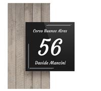Numero Civico Esterno Personalizzato in Alluminio, Made in Italy - Targa Personalizzabile con Via, Numero Civico e Comune - Protezione al Raggi UV e Antiruggine (20 x 20 cm, NERO)