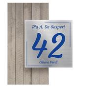 Numero Civico Esterno Personalizzato in Alluminio, Made in Italy - Targa Personalizzabile con Via, Numero Civico e Comune - Protezione al Raggi UV e Antiruggine (15 x 15 cm, ARGENTO SPAZZOLATO)