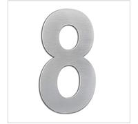 Numero civico esterno, portale o garage, 16 cm, acciaio inox AISI 304, installazione adesiva (numero 8)