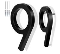 Numero civico galleggiante da 14 cm, in metallo, moderno, antiruggine, per esterni, per cassetta postale, cortile, porta d'ingresso, in lega di zinco, nero, 911 segnaletica di visibilità (9)
