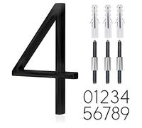 Numero civico galleggiante in acciaio inox da 12,7 cm, numeri civici moderni in metallo, numero di decorazione per porta del giardino con kit per unghie, colore nero, 911 segnaletica visibile (4)