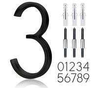 Numero civico galleggiante in acciaio inox da 12,7 cm, numeri civici, moderni in metallo, numero di decorazione con kit di chiodi, rivestimento nero, segnalazione di visibilità 911 (3)