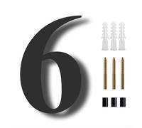 Numero civico galleggiante moderno da 20,3 cm, per uso esterno, grande, nero, per casa, garage o cancello (6)