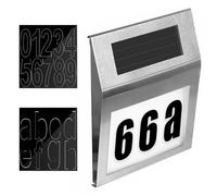 Numero civico illuminato a energia solare con 2 LED: numero civico luminoso a energia solare in acciaio inox, numero civico a LED, impermeabile IP65, con numeri da 0 a 9 e lettere dalla A alla Z