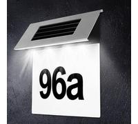 Numero civico illuminato a energia solare, in acciaio inox, con 4 LED, numero civico solare, per esterni, impermeabile, con interruttore crepuscolare, numero civico a LED, con numeri da 0 a 9 e