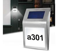 Numero civico illuminato a energia solare, numero civico IP65, impermeabile, numero civico in acciaio inox, numero civico, numero civico solare con lettere A-H, numeri 0-9