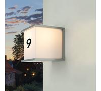 Numero Civico Illuminato da Parete E27 IP54 B:16,5 CM Grigio Bianco + Lettere