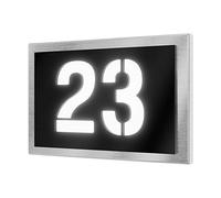 Numero civico illuminato Graviers Design in acciaio inox V2A 215x150mm - Nero - Resistente alle intemperie Antiruggine Personalizzabile in base al proprio numero - Made in Germany
