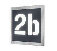 Numero civico illuminato Graviers Design in acciaio inox V2A 230x230mm - Antracite RAL 7016 - Resistente alle intemperie Antiruggine Personalizzabile in base al proprio numero - Made in Germany