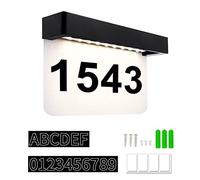 Numero civico illuminato luci a LED solari IP65, impermeabile, numero civico solare con interruttore crepuscolare, luce calda e luce bianca, con numeri 0-9 e lettere A-F