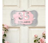 Numero Civico in Acrilico Personalizzato, Numeri Civici Moderni per Esterno, Targa Indirizzo Personalizzata con Nome della Via per Cortile, Casa, Giardino e Cassetta delle Lettere (Forma 2)