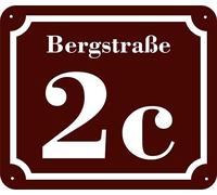 Numero civico in alluminio composito con fori e angoli arrotondati, testo desiderato (20 x 17 cm, marrone)