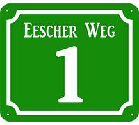 Numero civico in alluminio composito con fori e angoli arrotondati, testo desiderato (20 x 17 cm, verde)