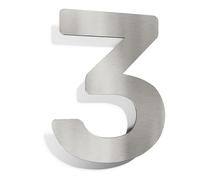 Numero civico moderno 3 - acciaio inox - resistente alle intemperie - compreso il materiale di montaggio - N.03.E