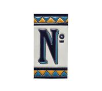 Numero civico piastrelle in ceramica, lettere e cornici, design spagnolo arancione e blu, dimensioni delle mattonelle: 11 cm H x 6 cm W, numero cornice Dimensioni: 2 a 13 piastrelle (senza segno)