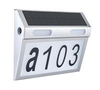 Numero civico solare IP65 impermeabile LED segno | Grado di impermeabilità IP65, sensore automatico dal tramonto all'alba, visibilità LED luminosa, telaio in acciaio