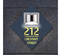 Numero civico solare personalizzato Targhe Numeri di Porta Illuminati Segni Targa Personalizzata Moderna Indirizzo Nome Targa Giardino Esterno Luce,strada LED segno della porta personalizzabile,Rombo