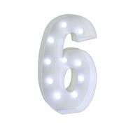 Numero Decorativo Luminoso A LED, Insegna Luminosa In Plastica Bianca Con Numeri For Feste Di Compleanno Del 10/16/20/30/50/60° Anniversario Di Matrimonio(Number 6,120cm/4ft)
