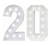Numero Decorativo Luminoso A LED, Insegna Luminosa In Plastica Bianca Con Numeri For Feste Di Compleanno Del 10/16/20/30/50/60° Anniversario Di Matrimonio(20th,120cm/4ft)