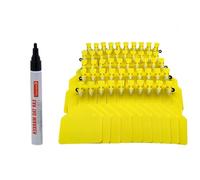 Numero delle orecchie del bestiame, TPU Blank One-Piece Z Type Livestock Ear Tag Pack Of 50 Or 100 Pieces Multicolor(Yellow,50pcs+pen)