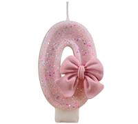 Numero di Compleanno Candele, Numero di Prua Rosa Candele Cake Topper Candele di Compleanno con Paillettes Glitter per Le Celebrazioni per L'anniversario