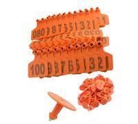 Numero di identificazione in plastica per bovini, Plastica con strumento for la rimozione delle etichette auricolari e pinze for etichette auricolari for bestiame(Orange 4*5cm (1.57*1.96in),001-100)