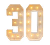 Numero di lampadine a LED con numeri illuminati, 30 numeri, per compleanni, luci a LED, bianco caldo, per feste di laurea, matrimoni, feste di compleanno