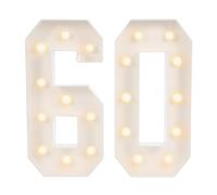 Numero di luce 3D, luci decorative, numeri luminosi, 60. Decorazione per feste di compleanno, feste, matrimoni e vacanze, decorazione della casa (1 coppia x 60 cifre luminose)