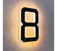 Numero di luce, Numeri civici a LED da 12 cm/4,7 pollici, segno del numero di indirizzo illuminato caldo, decorazione domestica moderna all'aperto alimentata ad energia solare(8,Height 12cm (4.7in))