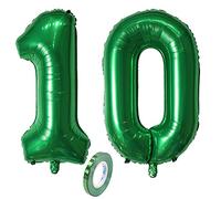 Numero di Palloncini 10,Numeri 10 Anni Compleanno Decorazioni Verde Scuro Maschio Bambino Bimbo Bambina Ragazzo kinder,XXL 80cm Verdi Gigante Foil Elio Palloncino Gonfiabile Balloons Matrimonio Festa