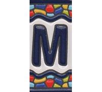 Numero di piastrelle per casa, numeri in ceramica spagnola e lettere piastrelle, design finestra della chiesa, dimensioni delle mattonelle: 7,5 cm x 3,5 cm, 3 a 10 cornici (Lettera M)