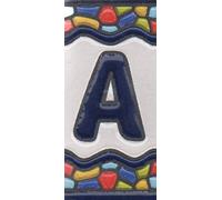 Numero di piastrelle per casa, numeri in ceramica spagnola e lettere piastrelle, design finestra della chiesa, dimensioni delle mattonelle: 7,5 cm x 3,5 cm, 3 a 10 cornici per piastrelle (Lettera A)