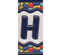 Numero di piastrelle per casa, numeri in ceramica spagnola e lettere piastrelle, design finestra della chiesa, dimensioni delle mattonelle: 7,5 cm x 3,5 cm, 3 a 10 cornici (lettera H)