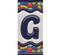 Numero di piastrelle per casa, numeri in ceramica spagnola e lettere piastrelle, design finestra della chiesa, dimensioni delle mattonelle: 7,5 cm x 3,5 cm, 3 a 10 cornici per piastrelle (Lettera G)