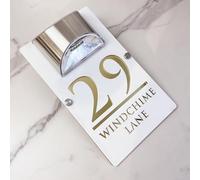 Numero di Porta Personalizzato a LED Alimentato a Energia Solare, Targa 3D Moderna con Incisione Laser, Targa per Indirizzo Impermeabile per Esterni, per Case, Appartamenti, Hotel (Bianco Oro)