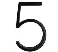 Numero di porta, Targa numerica nera da 127 mm, con lettere grandi e moderne, 0-9, for porta, casa, esterno, 5 pollici(Black 5)