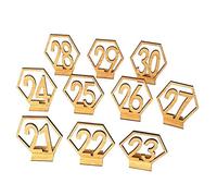 Numero di segno del posto della reception, Targhe numeriche da tavolo esagonali in legno con base di supporto Numeri 1-40 40 pezzi for eventi(Number 21-30)