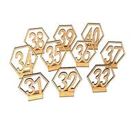 Numero di segno del posto della reception, Targhe numeriche da tavolo esagonali in legno con base di supporto Numeri 1-40 40 pezzi for eventi(Number 31-40)