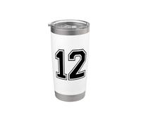 Numero dodici #12 Uniforme della squadra sportiva Compleanno 12 Bicchiere termico in acciaio inox doppia parete