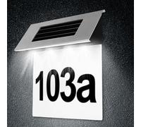 Numero e civico illuminato a energia solare, LED, IP65, impermeabile, in acciaio inox, con lettere A-H e numeri 0-9